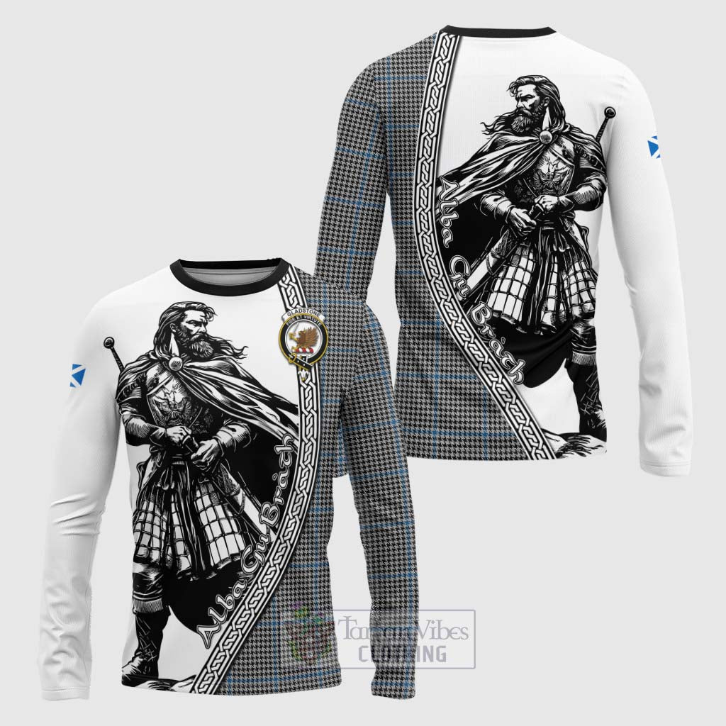 Gladstone (Gladstanes) Tartan Clan Crest Long Sleeve T-Shirt with Highlander Warrior Celtic Style Unisex - Tartan Vibes Clothing