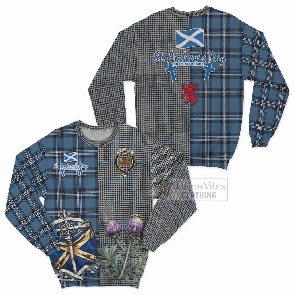 Gladstone (Gladstanes) Tartan Sweatshirt Happy St. Andrew's Day Half Tartan Style Unisex - Tartan Vibes Clothing