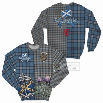 Gladstone (Gladstanes) Tartan Sweatshirt Happy St. Andrew's Day Half Tartan Style Unisex - Tartan Vibes Clothing