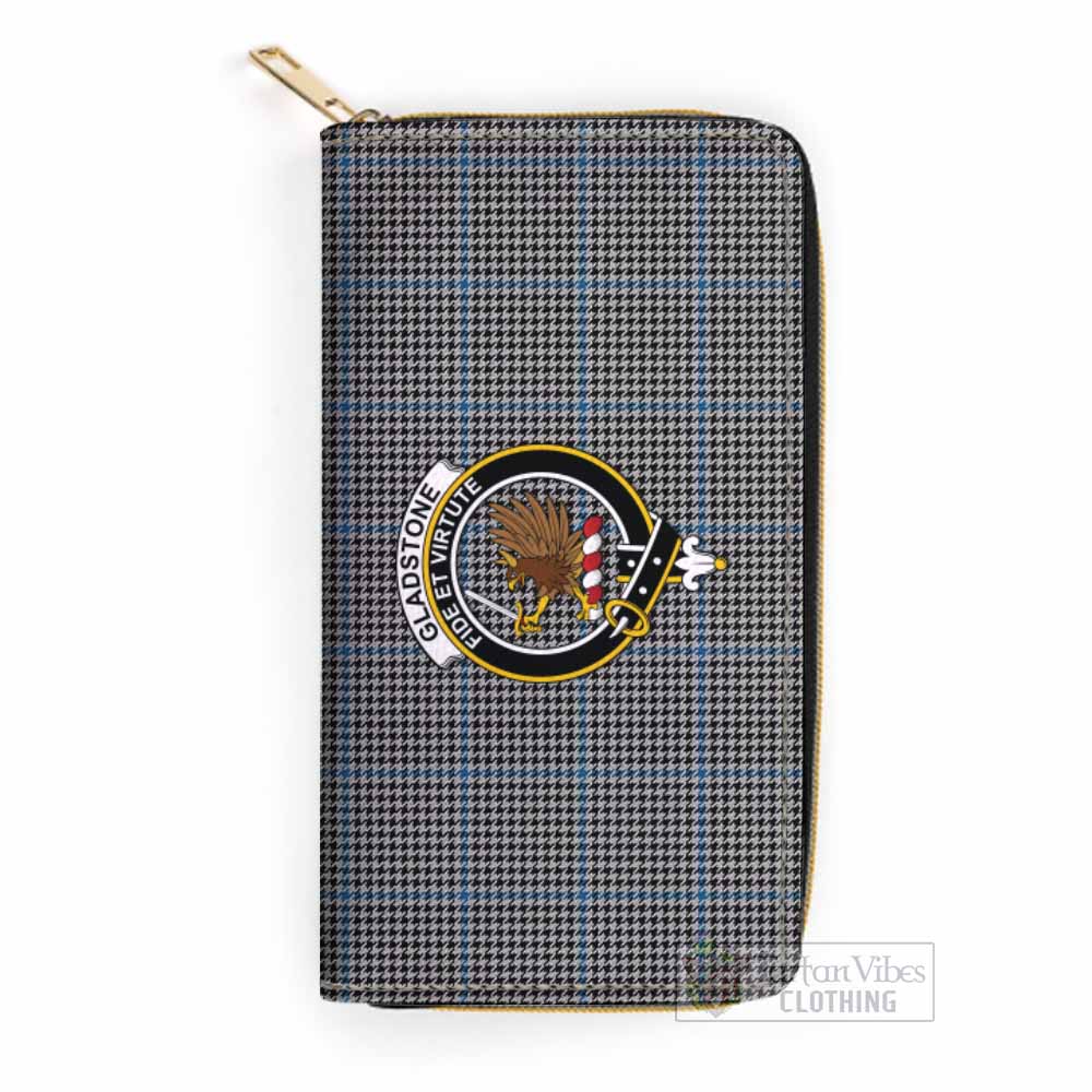 Tartan Vibes Clothing Gladstone (Gladstanes) Tartan Women's Leather Wallet with Family Crest