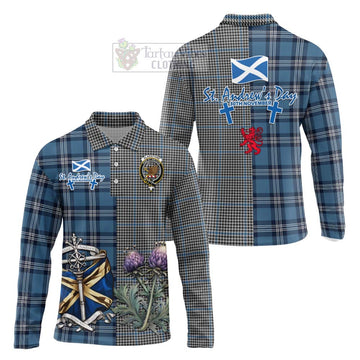 Gladstone (Gladstanes) Tartan Long Sleeve Polo Shirt Happy St. Andrew's Day Half Tartan Style Unisex - Tartan Vibes Clothing
