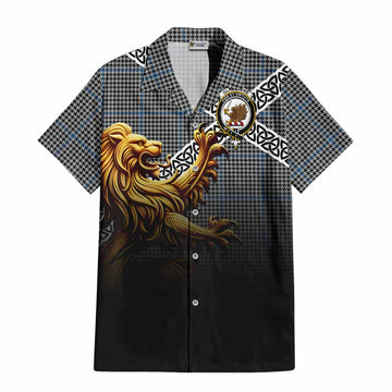 Gladstone (Gladstanes) Crest Tartan Hawaiian Shirt with Golden Lion Emblem Celtic Style Kid - Tartan Vibes Clothing