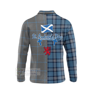 Gladstone (Gladstanes) Tartan Long Sleeve Polo Shirt Happy St. Andrew's Day Half Tartan Style - Tartan Vibes Clothing