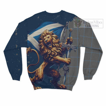Gladstone (Gladstanes) Tartan Family Crest Sweatshirt with Scottish Majestic Lion - Tartan Vibes Clothing