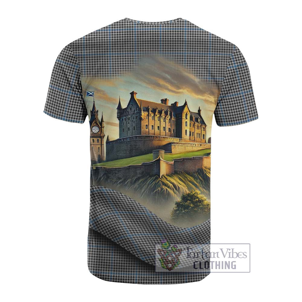 Tartan Vibes Clothing Gladstone (Gladstanes) Tartan Family Crest Cotton T-shirt with Scottish Ancient Castle Style