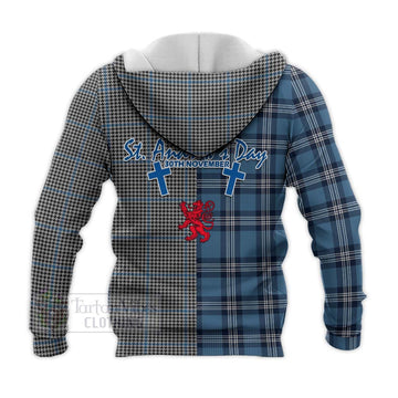 Gladstone (Gladstanes) Tartan Knitted Hoodie Happy St. Andrew's Day Half Tartan Style - Tartan Vibes Clothing