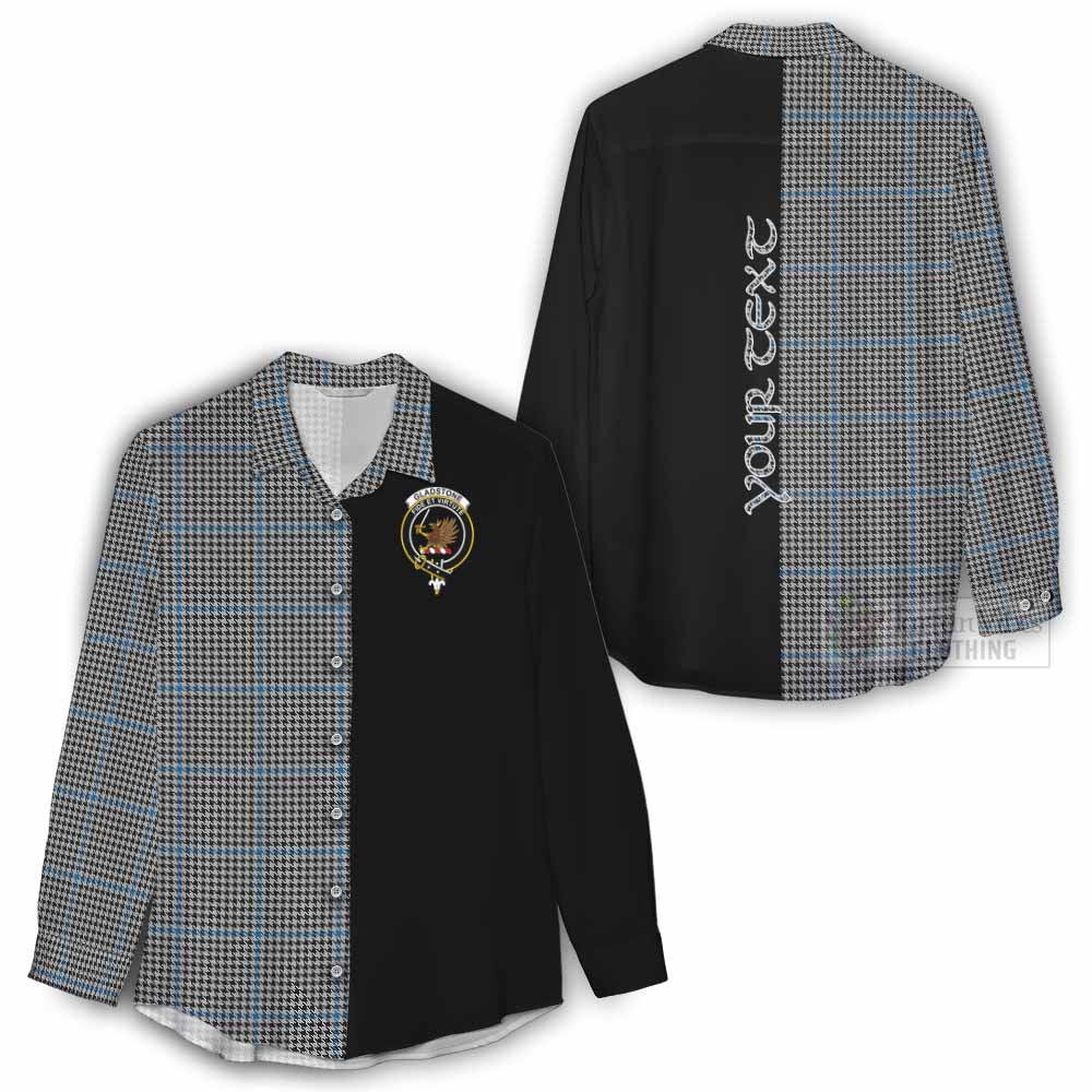Tartan Vibes Clothing Gladstone (Gladstanes) Tartan Women's Casual Shirt with Family Crest and Half Of Me Style