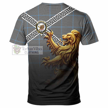 Gladstone (Gladstanes) Crest Tartan T-Shirt with Golden Lion Emblem Celtic Style