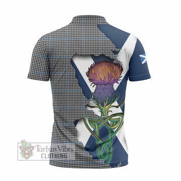 Gladstone (Gladstanes) Tartan Family Crest Zipper Polo Shirt Scottish Thistle Celtic Inspired - Tartan Vibes Clothing