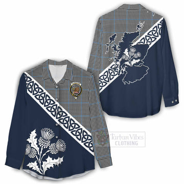 Gladstone (Gladstanes) Tartan Women's Casual Shirt Featuring Thistle and Scotland Map - Tartan Vibes Clothing