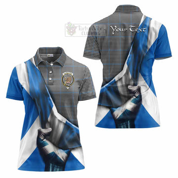 Tartan Vibes Clothing Gladstone (Gladstanes) Tartan Women's Polo Shirt with Family Crest Scotland Patriotic Style