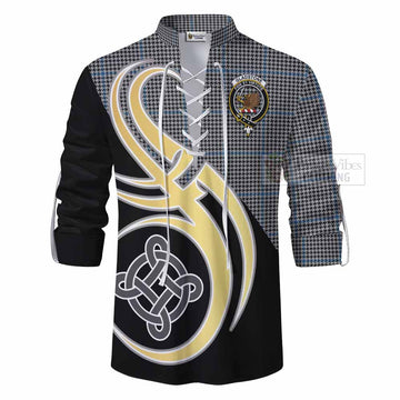 Gladstone (Gladstanes) Tartan Ghillie Kilt Shirt with Family Crest and Celtic Symbol Style - Tartan Vibes Clothing