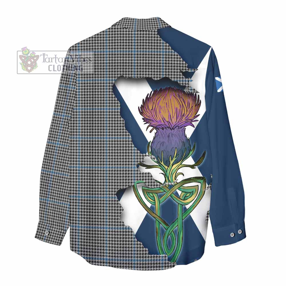Gladstone (Gladstanes) Tartan Family Crest Women's Casual Shirt Scottish Thistle Celtic Inspired - Tartan Vibes Clothing