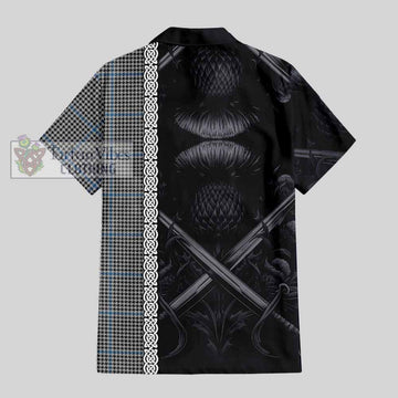 Gladstone (Gladstanes) Tartan Hawaiian Shirt with Family Crest Cross Sword Thistle Celtic Vibes - Tartan Vibes Clothing