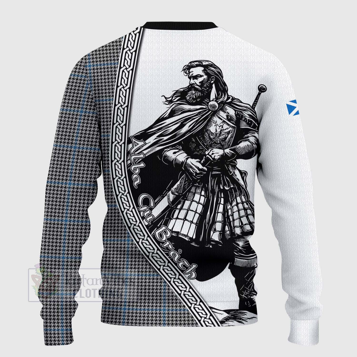 Gladstone (Gladstanes) Tartan Clan Crest Knitted Sweater with Highlander Warrior Celtic Style - Tartan Vibes Clothing