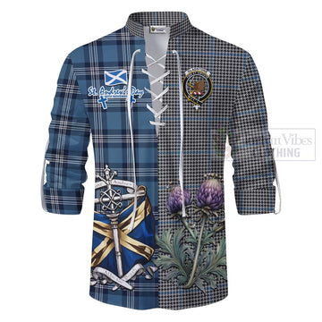 Gladstone (Gladstanes) Tartan Ghillie Kilt Shirt Happy St. Andrew's Day Half Tartan Style - Tartan Vibes Clothing