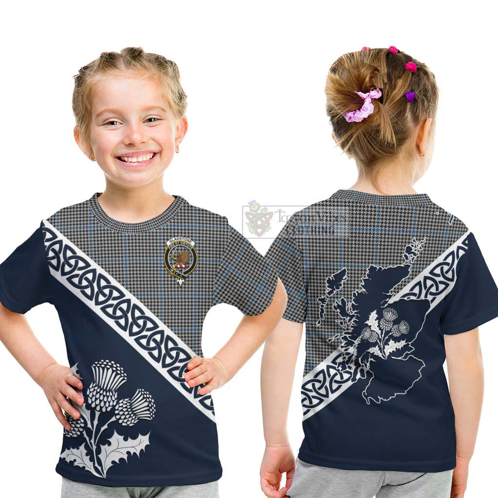 Gladstone (Gladstanes) Tartan Kid T-Shirt Featuring Thistle and Scotland Map - Tartan Vibes Clothing