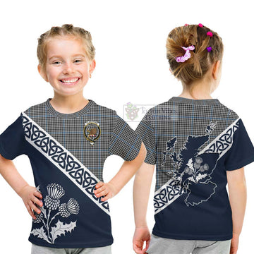 Gladstone (Gladstanes) Tartan Kid T-Shirt Featuring Thistle and Scotland Map - Tartan Vibes Clothing