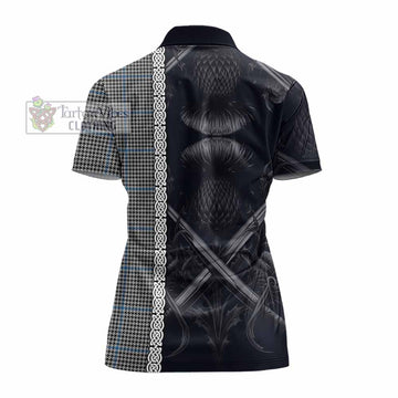 Gladstone (Gladstanes) Tartan Women's Polo Shirt with Family Crest Cross Sword Thistle Celtic Vibes - Tartan Vibes Clothing