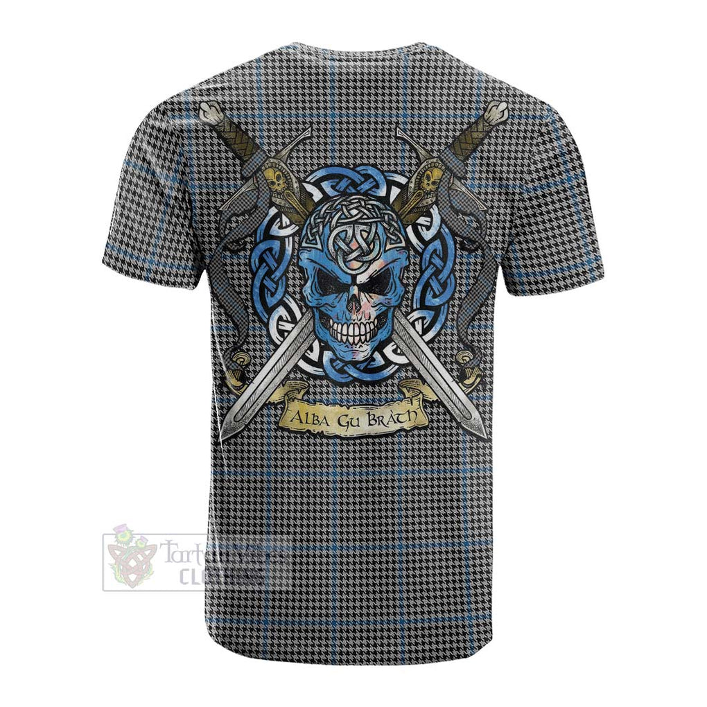 Gladstone (Gladstanes) Tartan Cotton T-shirt with Family Crest Celtic Skull Style Men's Shirt - Tartan Vibes Clothing