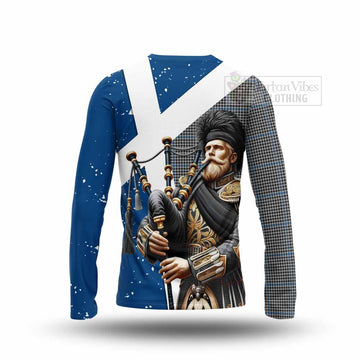 Gladstone (Gladstanes) Tartan Long Sleeve T-Shirt with Family Crest Scottish Bagpiper Vibes - Tartan Vibes Clothing