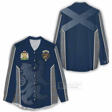Gladstone (Gladstanes) Tartan Women's Casual Shirt with Family Crest and Lion Rampant Vibes Sport Style - Tartan Vibes Clothing