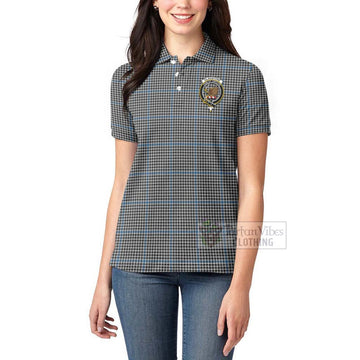 Gladstone (Gladstanes) Tartan Women's Polo Shirt with Family Crest and Bearded Skull Holding Bottles of Whiskey - Tartan Vibes Clothing