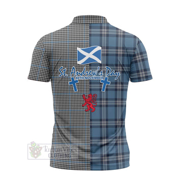 Gladstone (Gladstanes) Tartan Zipper Polo Shirt Happy St. Andrew's Day Half Tartan Style - Tartan Vibes Clothing