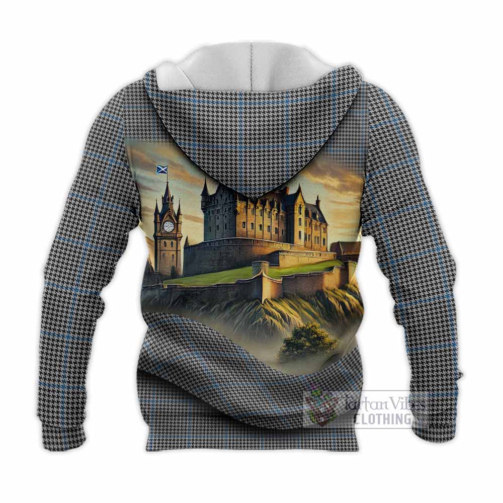 Gladstone (Gladstanes) Tartan Family Crest Knitted Hoodie with Scottish Ancient Castle Style - Tartan Vibes Clothing