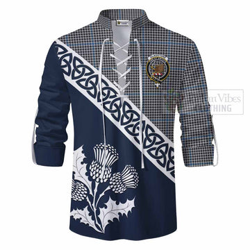 Gladstone (Gladstanes) Tartan Ghillie Kilt Shirt Featuring Thistle and Scotland Map - Tartan Vibes Clothing