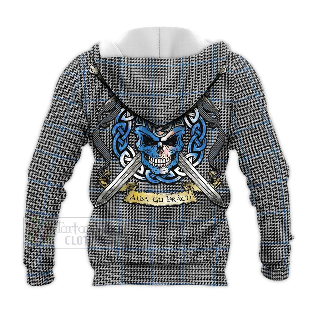 Gladstone (Gladstanes) Tartan Knitted Hoodie with Family Crest Celtic Skull Style - Tartan Vibes Clothing