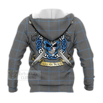 Gladstone (Gladstanes) Tartan Knitted Hoodie with Family Crest Celtic Skull Style - Tartan Vibes Clothing