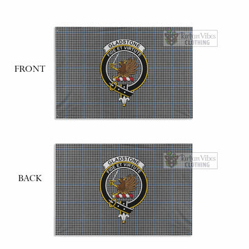 Tartan Vibes Clothing Gladstone (Gladstanes) Tartan House Flag with Family Crest