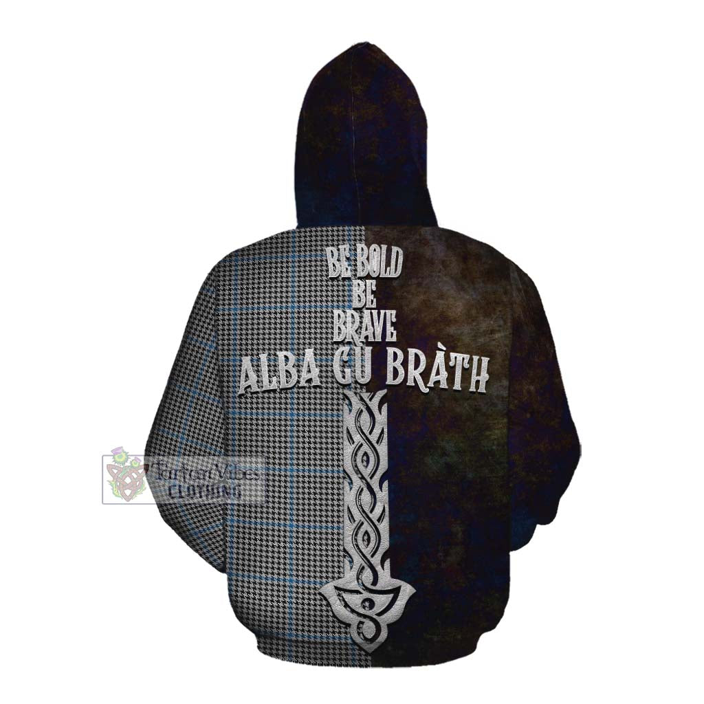Tartan Vibes Clothing Gladstone (Gladstanes) Tartan Family Crest Cotton Hoodie Alba Gu Brath Be Brave Lion Ancient Style