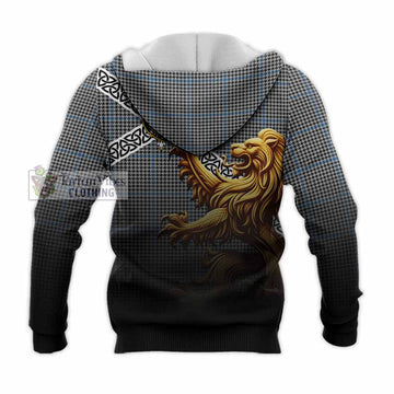 Gladstone (Gladstanes) Crest Tartan Knitted Hoodie with Golden Lion Emblem Celtic Style - Tartan Vibes Clothing