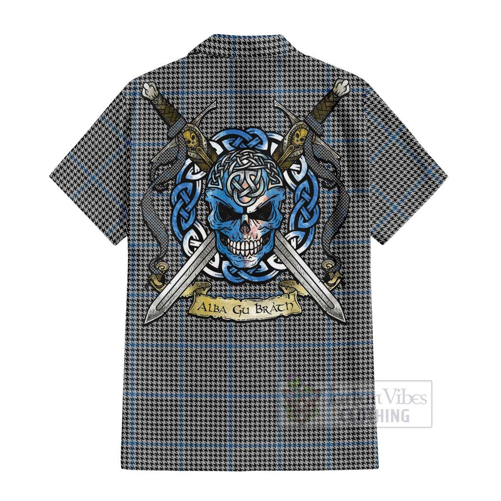 Gladstone (Gladstanes) Tartan Hawaiian Shirt with Family Crest Celtic Skull Style - Tartan Vibes Clothing