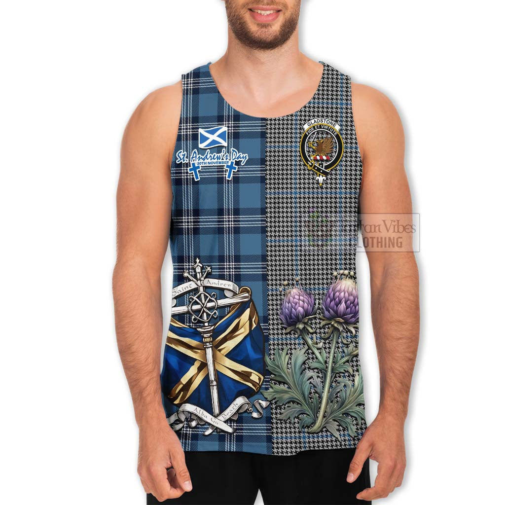 Gladstone (Gladstanes) Tartan Men's Tank Top Happy St. Andrew's Day Half Tartan Style - Tartan Vibes Clothing