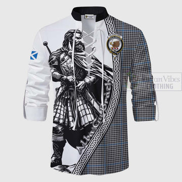 Gladstone (Gladstanes) Tartan Clan Crest Ghillie Kilt Shirt with Highlander Warrior Celtic Style - Tartan Vibes Clothing