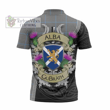 Gladstone (Gladstanes) Tartan Family Crest Zipper Polo Shirt Lion Rampant Royal Thistle Shield Celtic Inspired - Tartan Vibes Clothing