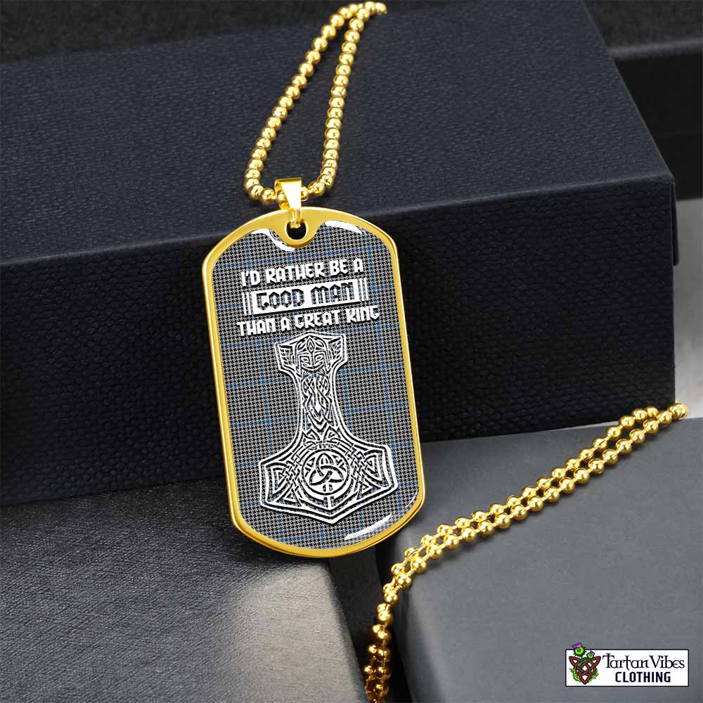 Gladstone (Gladstanes) Tartan Dog Tag Necklace Viking Mjolnir Style Gold No - Tartan Vibes Clothing