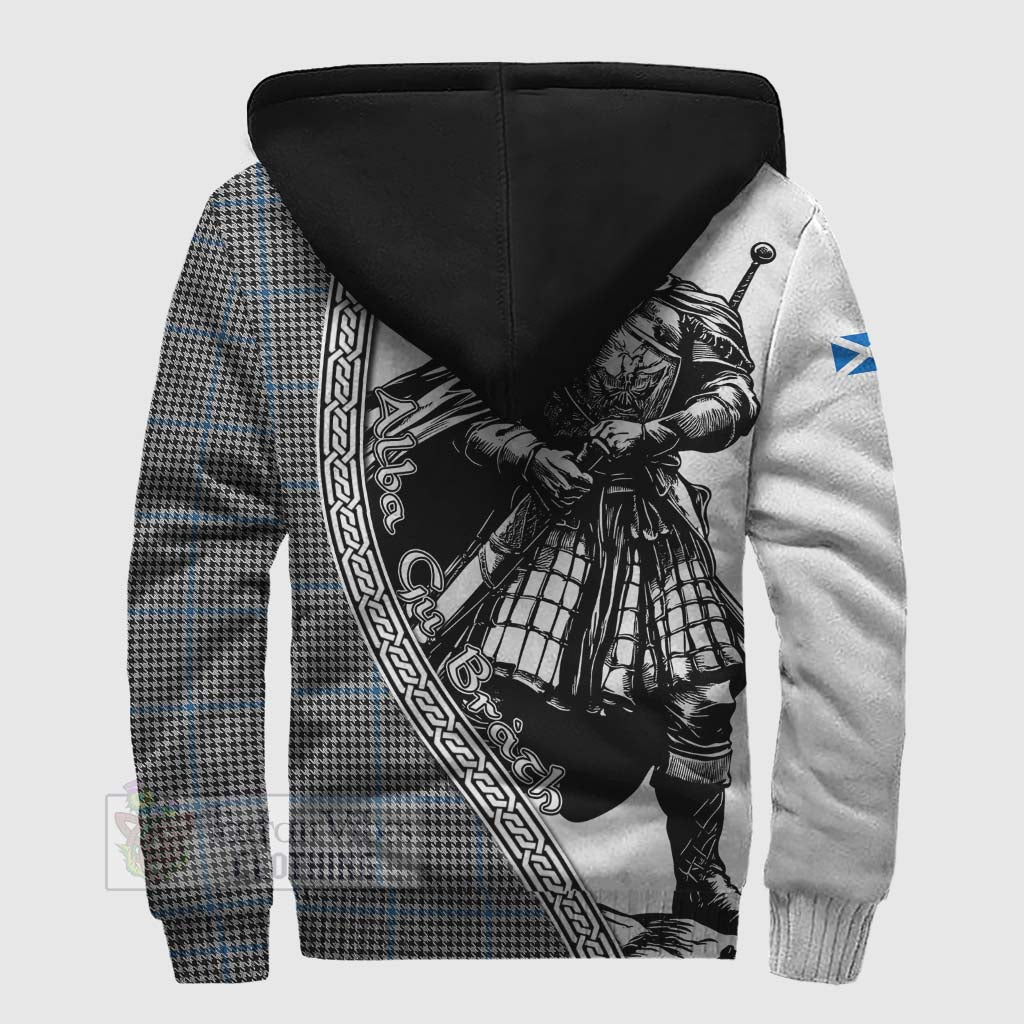 Gladstone (Gladstanes) Tartan Clan Crest Sherpa Hoodie with Highlander Warrior Celtic Style - Tartan Vibes Clothing