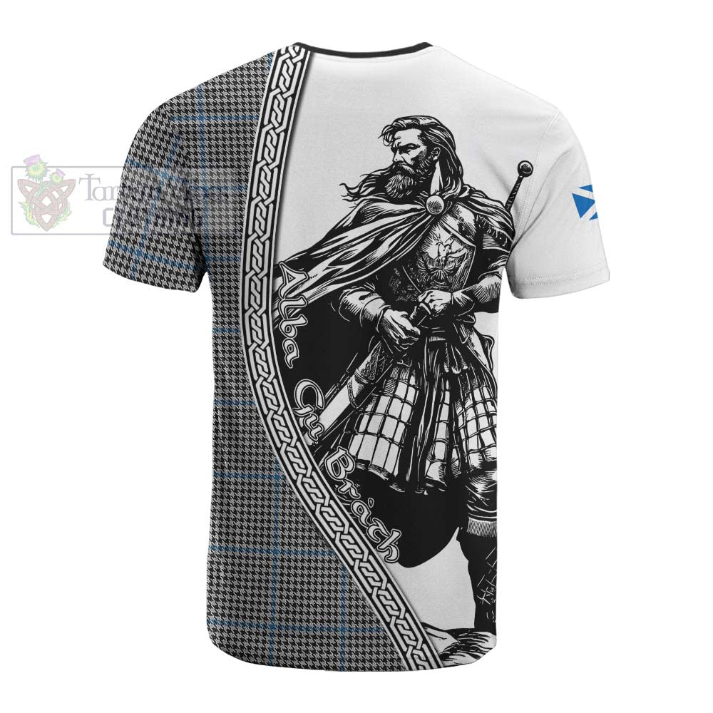 Gladstone (Gladstanes) Tartan Clan Crest Cotton T-shirt with Highlander Warrior Celtic Style - Tartan Vibes Clothing