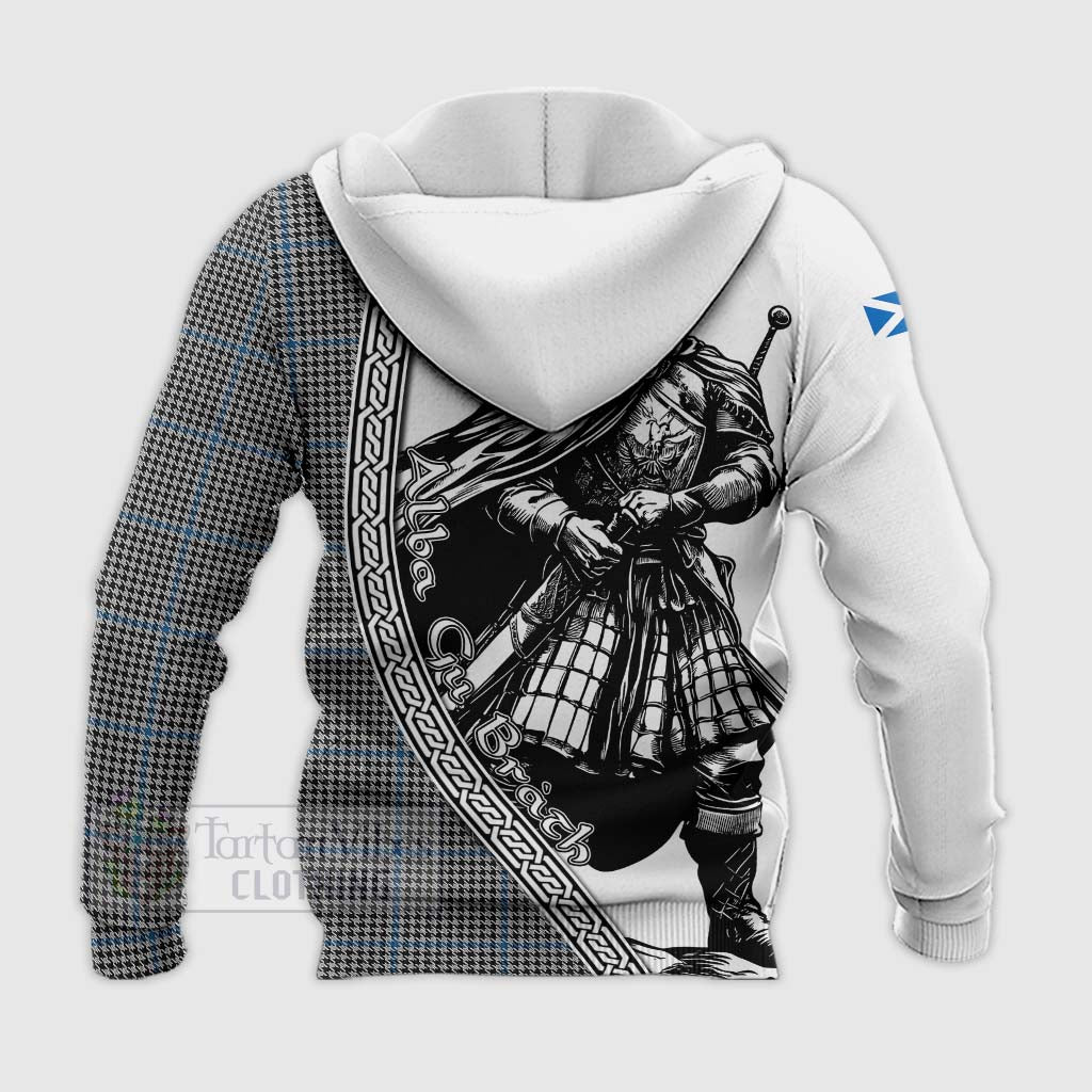 Gladstone (Gladstanes) Tartan Clan Crest Knitted Hoodie with Highlander Warrior Celtic Style - Tartan Vibes Clothing