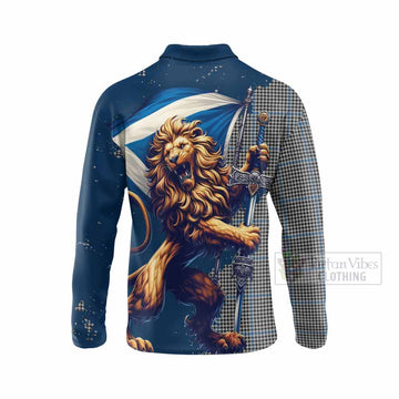 Gladstone (Gladstanes) Tartan Family Crest Long Sleeve Polo Shirt with Scottish Majestic Lion - Tartan Vibes Clothing