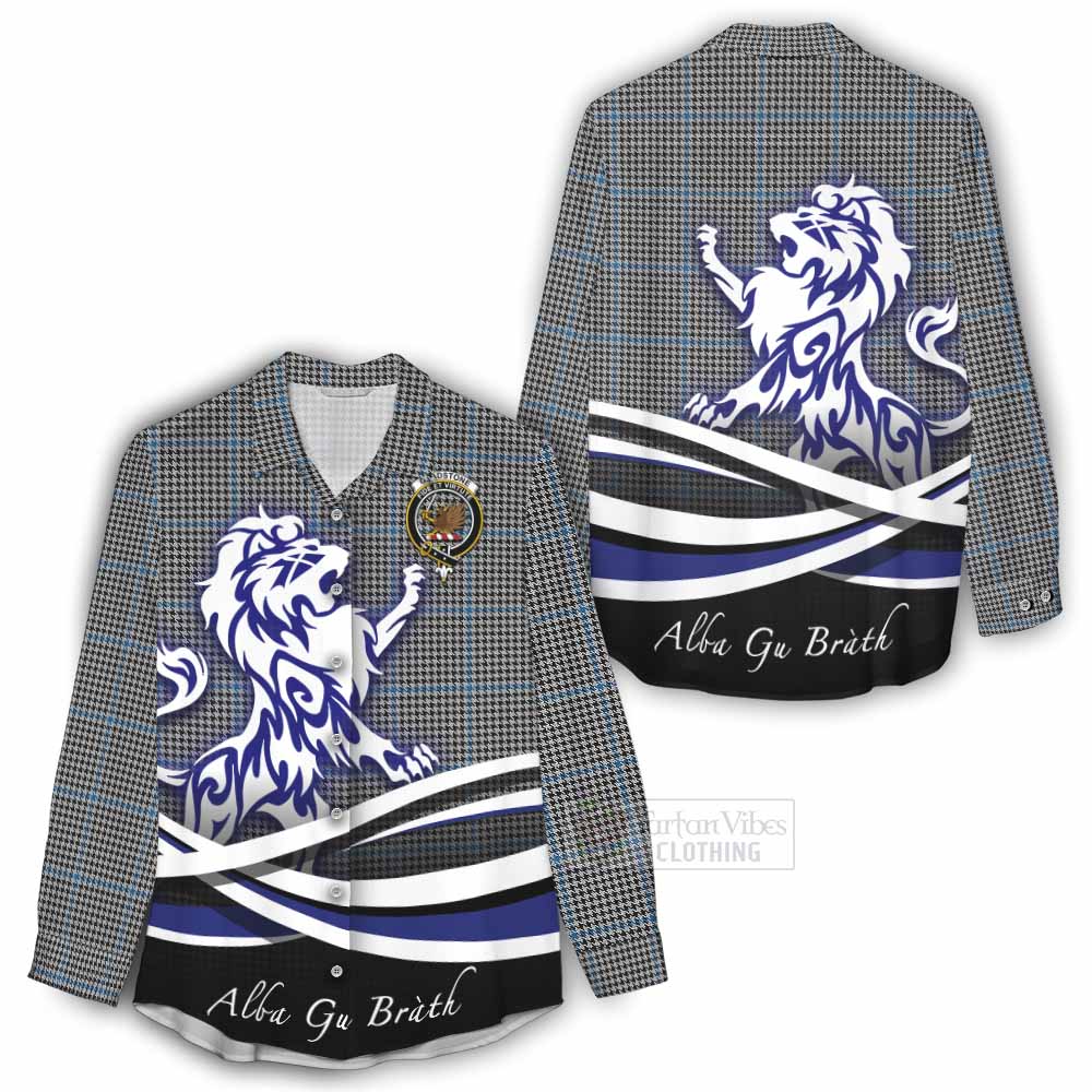 Gladstone (Gladstanes) Tartan Women's Casual Shirt with Alba Gu Brath Regal Lion Emblem - Tartan Vibes Clothing
