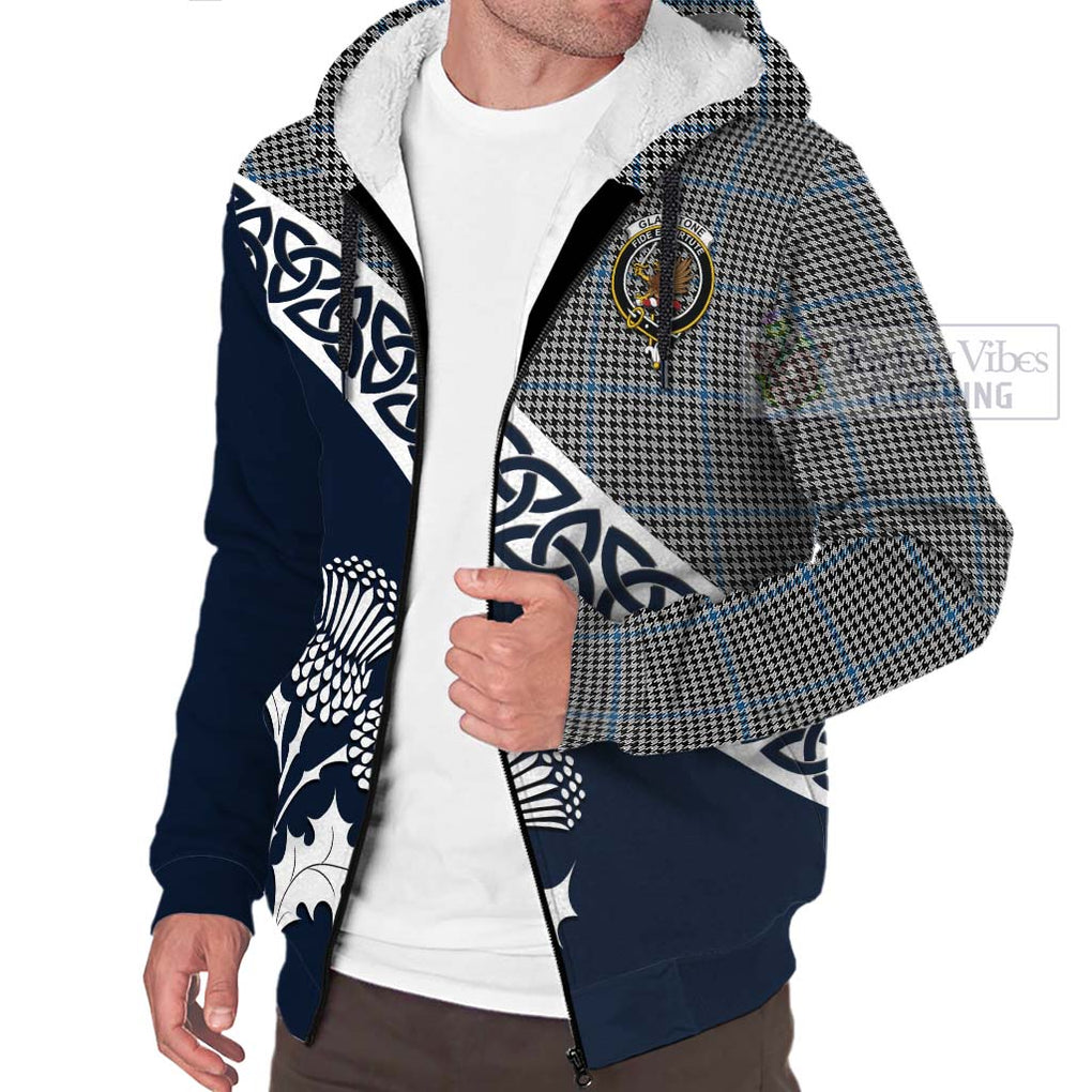 Gladstone (Gladstanes) Tartan Sherpa Hoodie Featuring Thistle and Scotland Map - Tartan Vibes Clothing