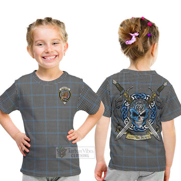 Gladstone (Gladstanes) Tartan Kid T-Shirt with Family Crest Celtic Skull Style - Tartan Vibes Clothing