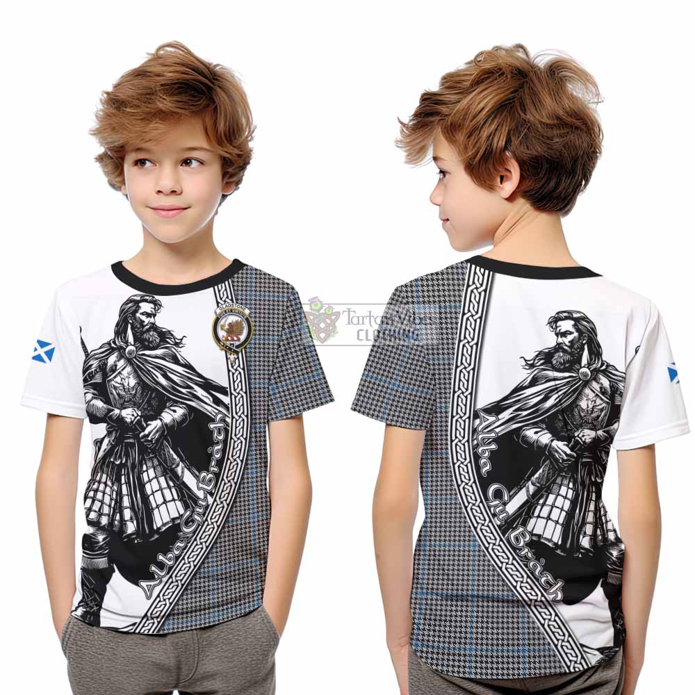 Gladstone (Gladstanes) Tartan Clan Crest Kid T-Shirt with Highlander Warrior Celtic Style - Tartan Vibes Clothing