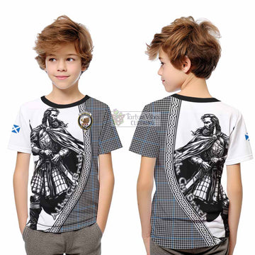 Gladstone (Gladstanes) Tartan Clan Crest Kid T-Shirt with Highlander Warrior Celtic Style - Tartan Vibes Clothing
