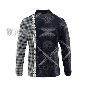Gladstone (Gladstanes) Tartan Long Sleeve Polo Shirt with Family Crest Cross Sword Thistle Celtic Vibes - Tartan Vibes Clothing